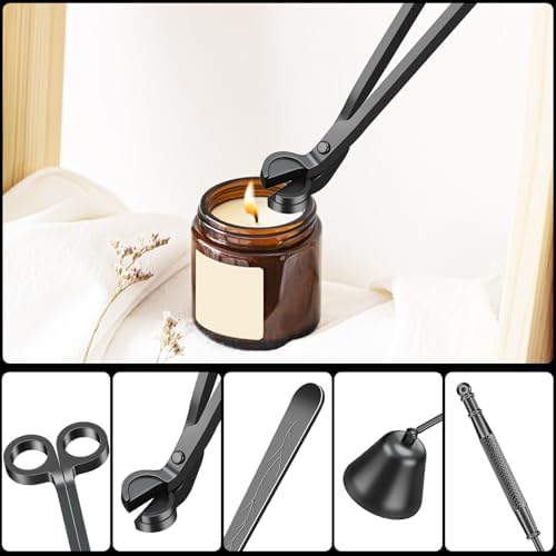 Calary 3 in 1 Candle Care Kit with Snuffer Trimmer and Dipper Black