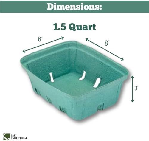 25 Pack Green Molded Pulp Berry Produce 15 Quart Baskets - Large Berry Basket
