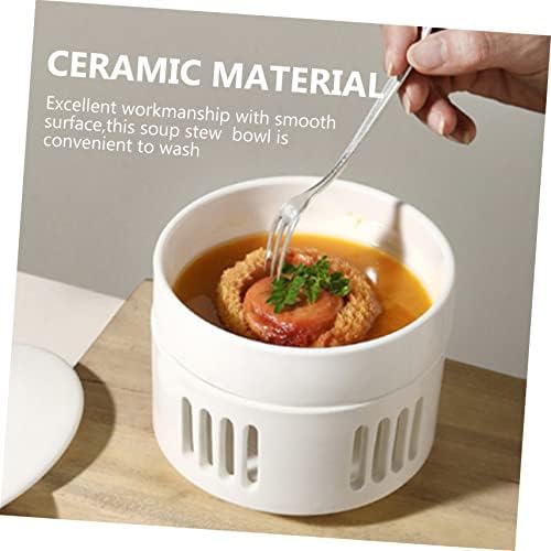 Alipis Ceramic Soup Stew Bowl with Heating Candle Base
