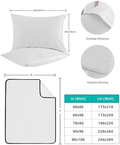 RisQiten King Size Quilt Set with Shams Pink Poppy Design