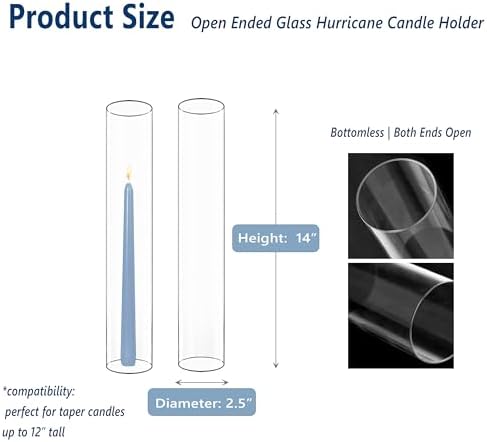 CYS EXCEL 6-Piece Clear Glass Hurricane Candle Holder