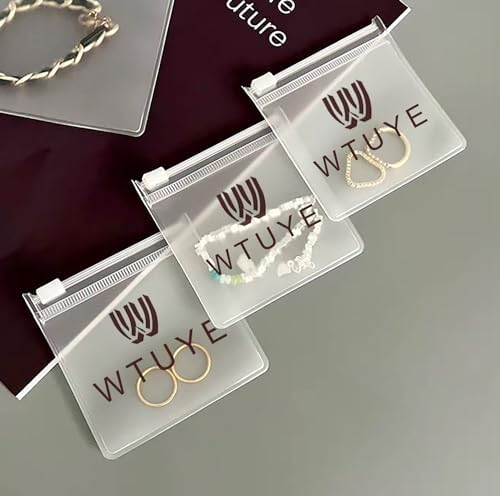 Customizable Matt Frosted Jewelry Bags with Slider Zipper 50PCS