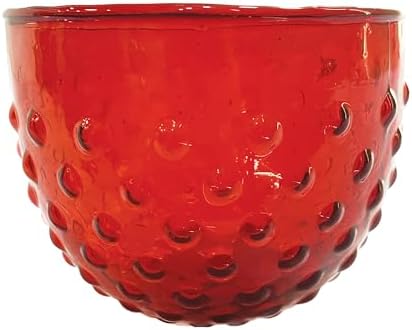 Creative Co Op Glass Hobnail Votive Bowl Red