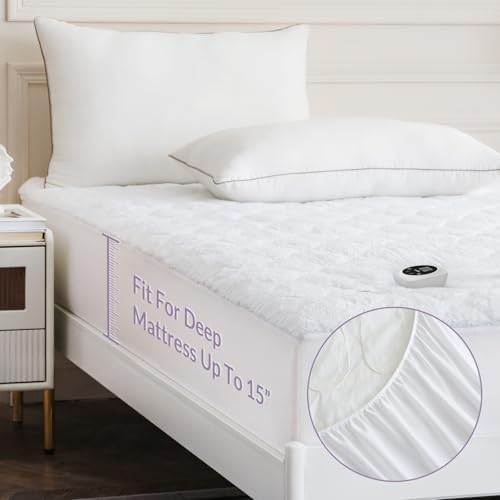 HOMLYNS LuxeHeat Electric Heated Mattress Pad Full Size