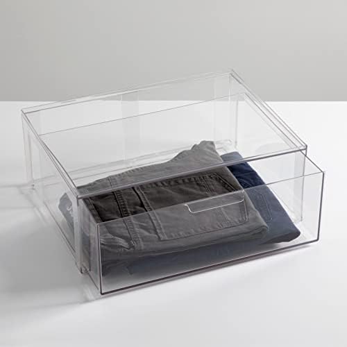 mDesign Clear Plastic Stackable Drawer Organizers 4 Pack