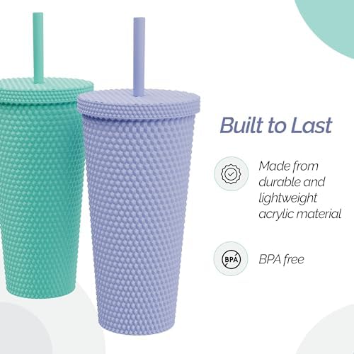 Copco 22oz Studded Insulated Tumblers with Straw and Lid Set of 2