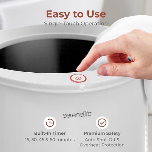 SereneLife Bucket Towel Warmers White Large Towel Heater for Spa and Bathroom