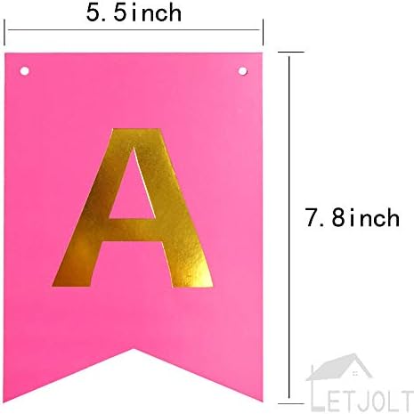 Roseo Pink Happy Birthday Banner with Golden Sparkle