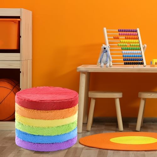 HOMBYS 6-Piece Furry Floor Cushion Set for Kids