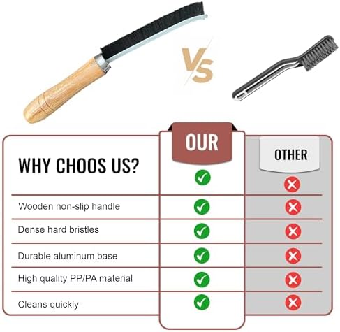 Crevice Cleaning Brush with Hard Bristles and Wooden Handle