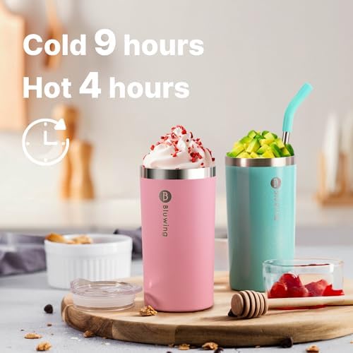 Bluwing 12 oz Insulated Tumbler with Straw Glitter Purple