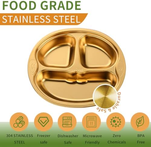 QRU Stainless Steel Divided Plates Set of 2