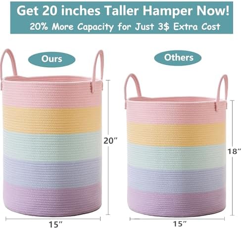 62L Rainbow Laundry Hamper for Baby Girls and Kids