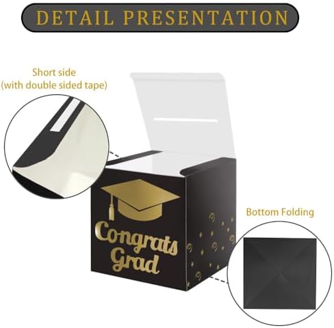 Graduation Card Box Holder Black Foldable