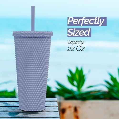 Copco 22oz Studded Insulated Tumblers with Straw and Lid Set of 2