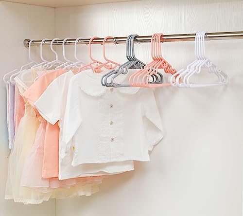 Stackable Kids Hangers 100 Pink Pieces Non-Slip Shoulder Grooves