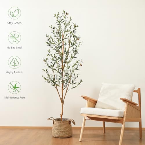 Kazeila Artificial Olive Tree 6FT Faux Silk Plant Decor