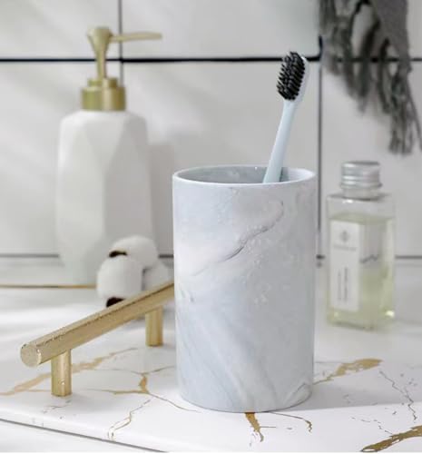 Marble Ceramic Mug Stylish Toothbrush Holder Modern Bathroom Accessory