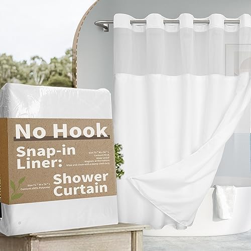 River Dream No Hook Shower Curtain Set - 71x74 White