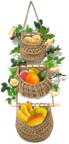 Handmade Jute Hanging Fruit Basket 3 Tier