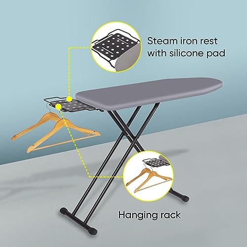 Deluxe Ironing Board with Heat Resistant Cover and Thick Felt Pad