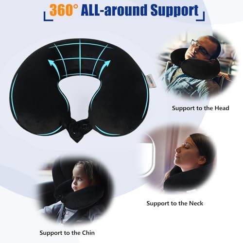 SAIREIDER Memory Foam Travel Pillow with Adjustable Cover