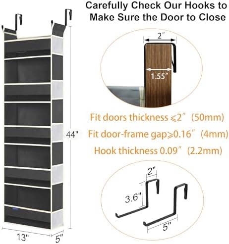 Over The Door Hanging Organizer 5 Shelves 10 Pockets Black