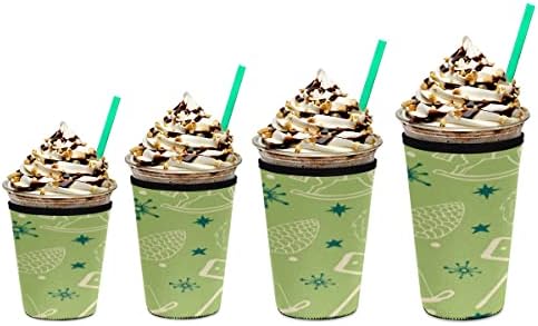 Candle Christmas Tree Iced Coffee Sleeve for 30-32 Oz Reusable Cups