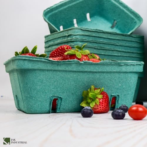 25 Pack Green Molded Pulp Berry Produce 15 Quart Baskets - Large Berry Basket
