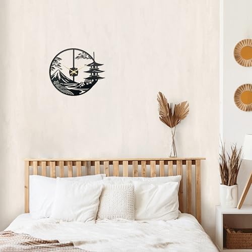 Japanese Wall Clock Unique Samurai Art Decor 15x13x14 Inches