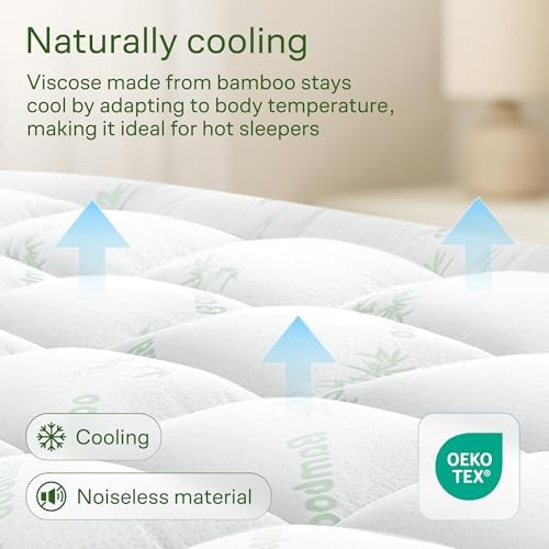 Ultra Soft Bamboo Mattress Topper for Back Pain Relief and Cool Sleep
