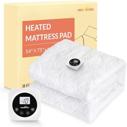 HOMLYNS LuxeHeat Electric Heated Mattress Pad Full Size