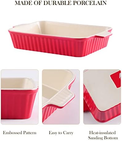 MALACASA Porcelain Bakeware Set of 4 Red Sizes