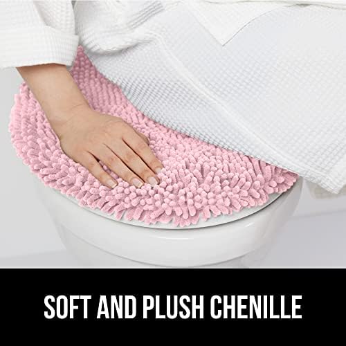 GORILLA GRIP Soft Chenille Toilet Lid Cover Light Pink