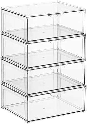 mDesign Clear Plastic Stackable Drawer Organizers 4 Pack