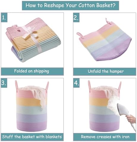 62L Rainbow Laundry Hamper for Baby Girls and Kids