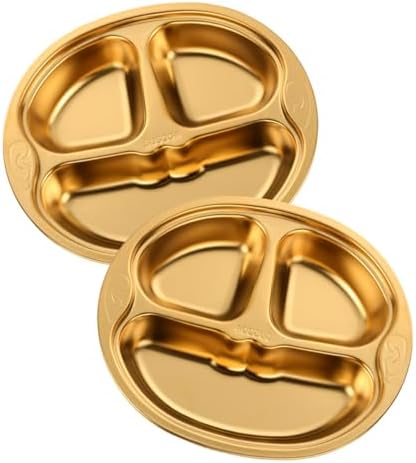 QRU Stainless Steel Divided Plates Set of 2