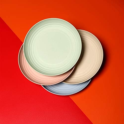 WANBY Lightweight Wheat Straw Plates Unbreakable Dinnerware Set 8 Pack