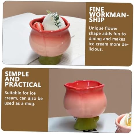Floral Ceramic Dessert Bowl with Highfoot Design