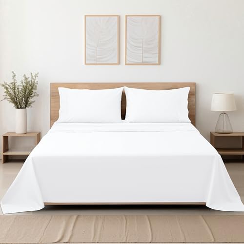 Zaizaihome Cotton Cal King Flat Sheet Only 600 Thread Count
