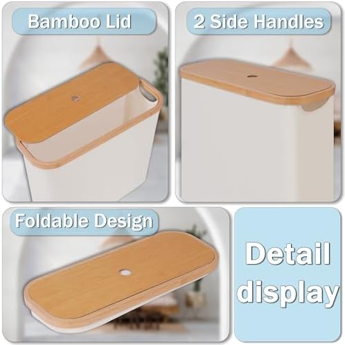 Toilet Paper Basket with Lid 9-12 Rolls Capacity Free Standing Organizer Beige