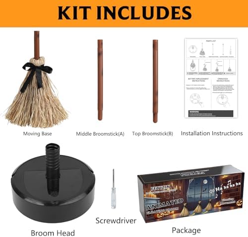 Halloween Animated Floating Witch Broom - 435 Inches Tall