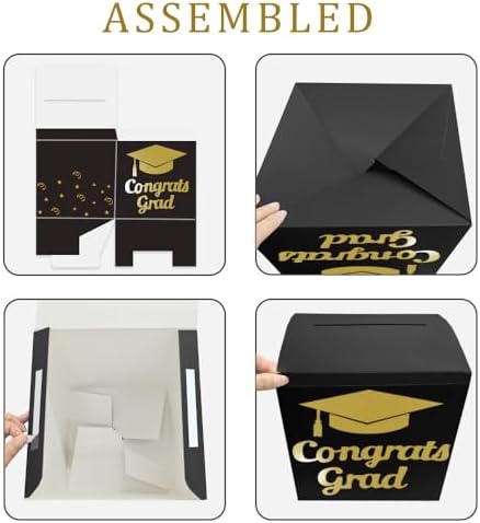 Graduation Card Box Holder Black Foldable