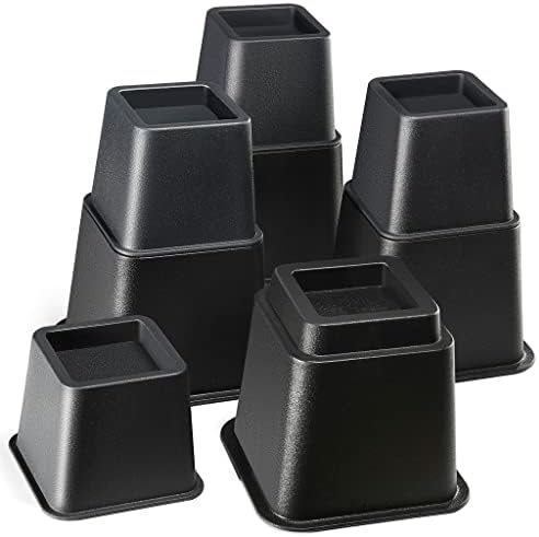 Home It Adjustable Bed Risers 4 Pack Black 3 5 8 Inch