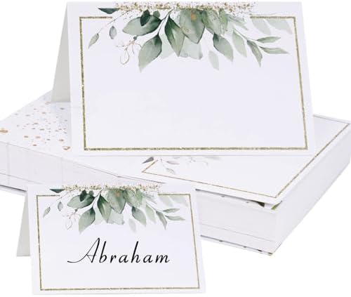 50pcs Green Gold Place Cards for Wedding Baby Shower Birthday Party