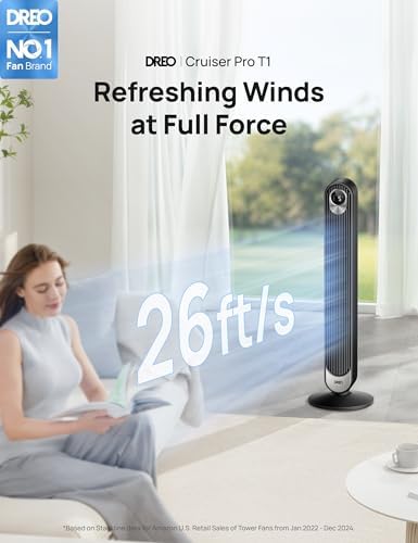 Dreo Tower Fan 42 Inch Bladeless Quiet 6 Speeds