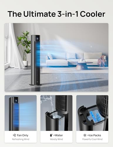 Dreo Tower Fan for Bedroom 43 2025 Upgrade Black