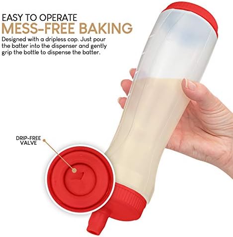 EXULTIMATE Pancake Batter Dispenser Pen 3 Cup Capacity Red