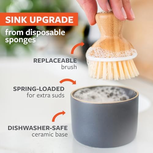 Full Circle Bubble Up Brush with Dispenser Gray