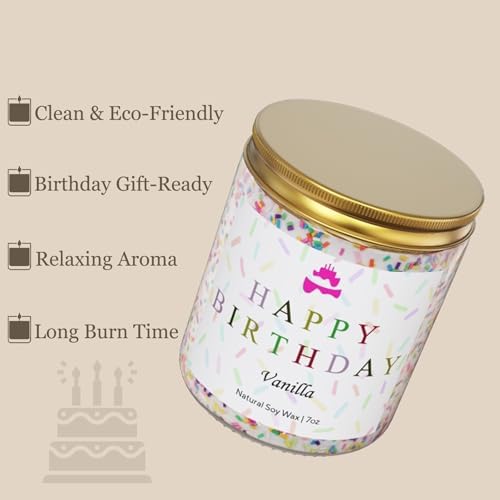Lihome Happy Birthday Candle - Vanilla Scented Jar Candle